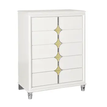 37" Gold Wood Five Drawer Dresser