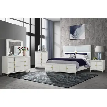37" Gold Wood Five Drawer Dresser