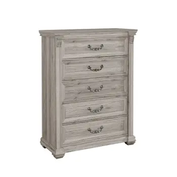 38" Natural Wood Five Drawer Dresser
