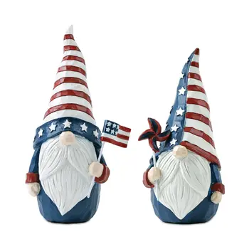 Set of Two Red White And Blue Polyresin Figurine