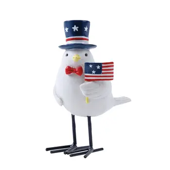 Set of Three Red White And Blue Polyresin Bird Figurine