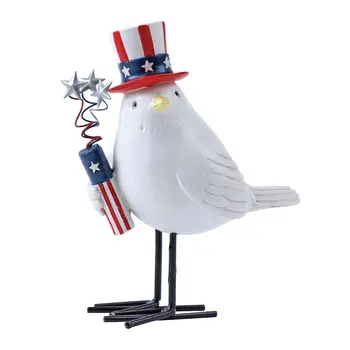 Set of Three Red White And Blue Polyresin Bird Figurine