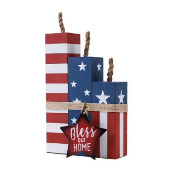 14" Red White And Blue Tabletop Sculpture