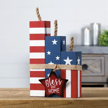 14" Red White And Blue Tabletop Sculpture