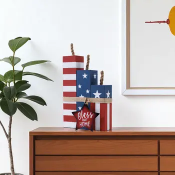 14" Red White And Blue Tabletop Sculpture
