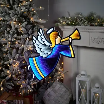 17" Blue And Yellow Acrylic Angel Figurine with LED