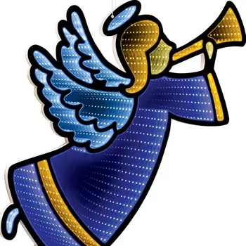 17" Blue And Yellow Acrylic Angel Figurine with LED