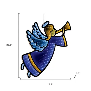 17" Blue And Yellow Acrylic Angel Figurine with LED