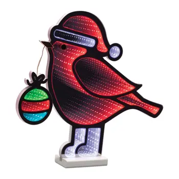 16" Red White And Green Acrylic Bird Figurine with LED