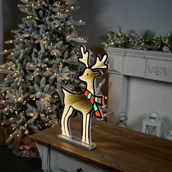23" White And Red Acrylic Deer Figurine with LED