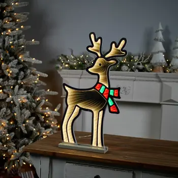 23" White And Red Acrylic Deer Figurine with LED