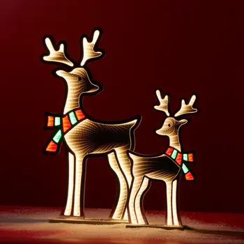 23" White And Red Acrylic Deer Figurine with LED
