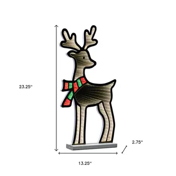 23" White And Red Acrylic Deer Figurine with LED
