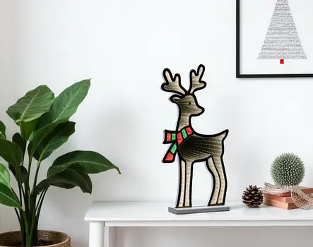 23" White And Red Acrylic Deer Figurine with LED