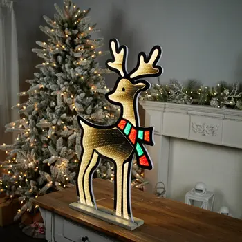 33" White And Green Acrylic Deer Figurine with LED