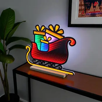 15" Red Orange And Green Acrylic Figurine with LED