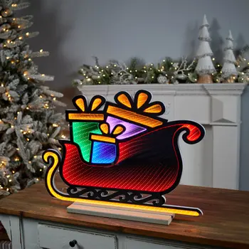 18" Red Orange And Green Acrylic Figurine with LED
