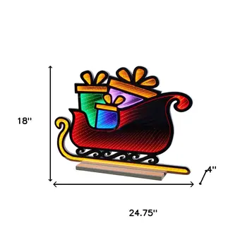 18" Red Orange And Green Acrylic Figurine with LED
