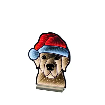 17" Beige And Red Acrylic Dog Figurine with LED