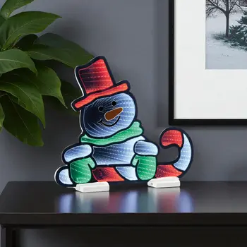 18" White Red And Green Acrylic Figurine with LED