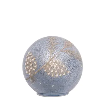 Set of Two Blue And Gray Glass Tabletop Sculpture with LED