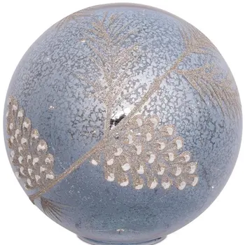 Set of Two Blue And Gray Glass Tabletop Sculpture with LED