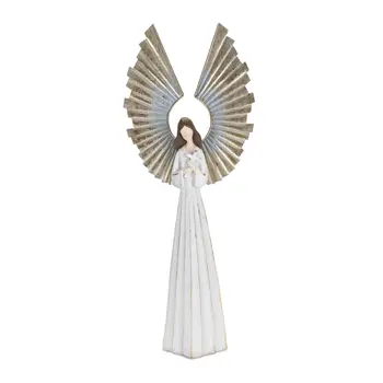 25" White And Gold Polyresin Angel Tabletop Sculpture