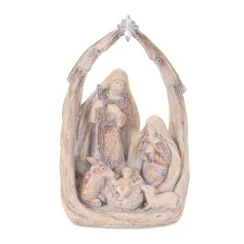8" Beige And Gray Resin Tabletop Sculpture