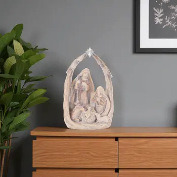 8" Beige And Gray Resin Tabletop Sculpture