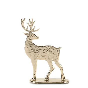 Set of Two Gold Aluminum Deer Tabletop Sculpture