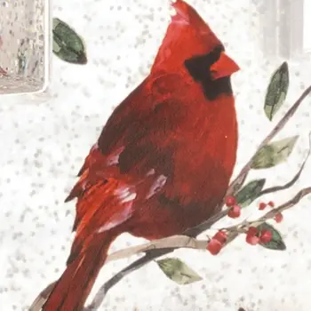 9" Red And White Plastic Bird Tabletop Sculpture with LED