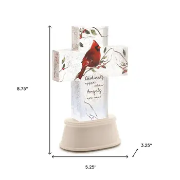 9" Red And White Plastic Bird Tabletop Sculpture with LED