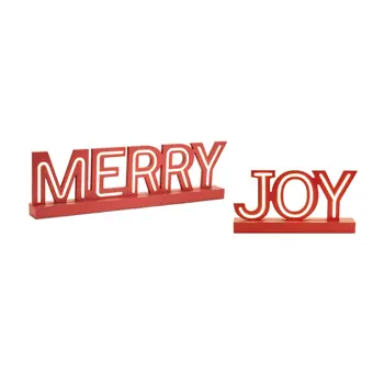Set of Two Red And White Tabletop Sign with LED