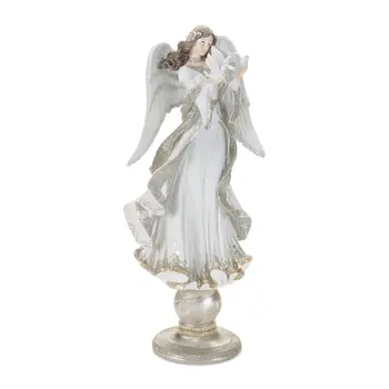 21" White And Gold Resin Angel Tabletop Sculpture