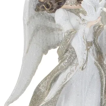 21" White And Gold Resin Angel Tabletop Sculpture