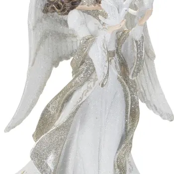 21" White And Gold Resin Angel Tabletop Sculpture