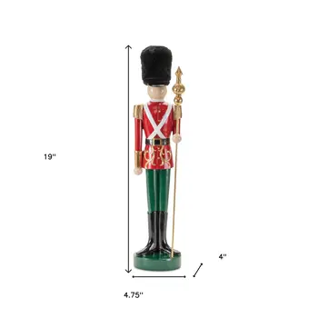 19" Red Green And Black Resin Tabletop Sculpture