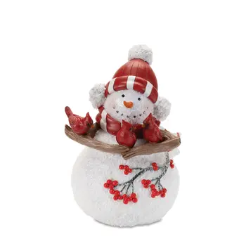 Set of Two White Red And Silver Polyresin Figurine