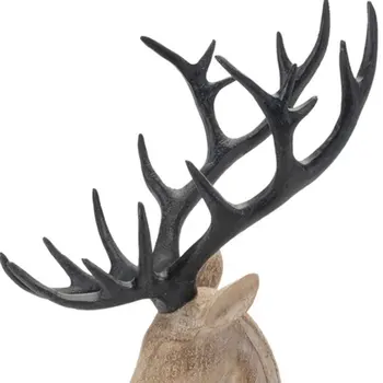 Set of Two Brown And Black Polyresin Deer Figurine