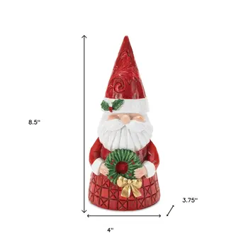 9" Red White And Green Polyresin Figurine