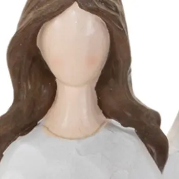 16" White And Brown Polyresin Angel Tabletop Sculpture