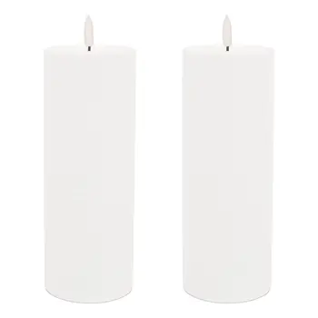 Set of Two White Flameless Pillar Candles