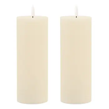 Set of Two Ivory Flameless Pillar Candles