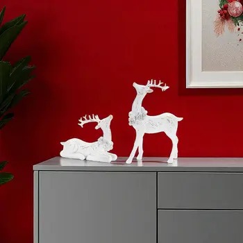 Set of Two White Polyresin Figurine