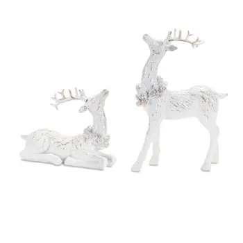 Set of Two White Polyresin Figurine