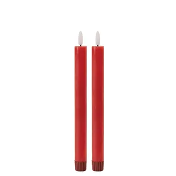 Set of Two Red Flameless Taper Candles