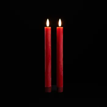 Set of Two Red Flameless Taper Candles