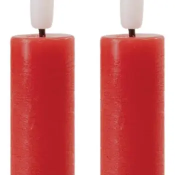 Set of Two Red Flameless Taper Candles