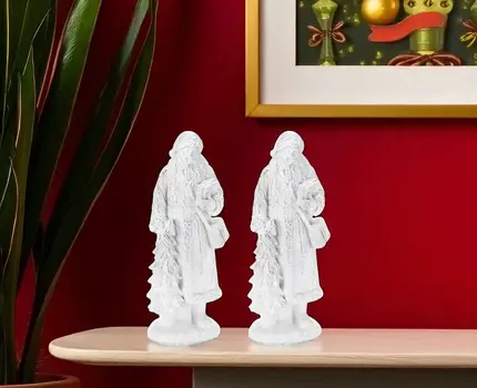 Set of Two White Polyresin Figurine