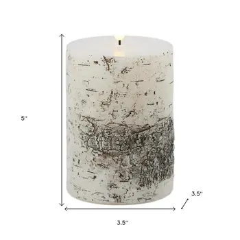 Set of Two Brown And Beige Flameless Pillar Candles
